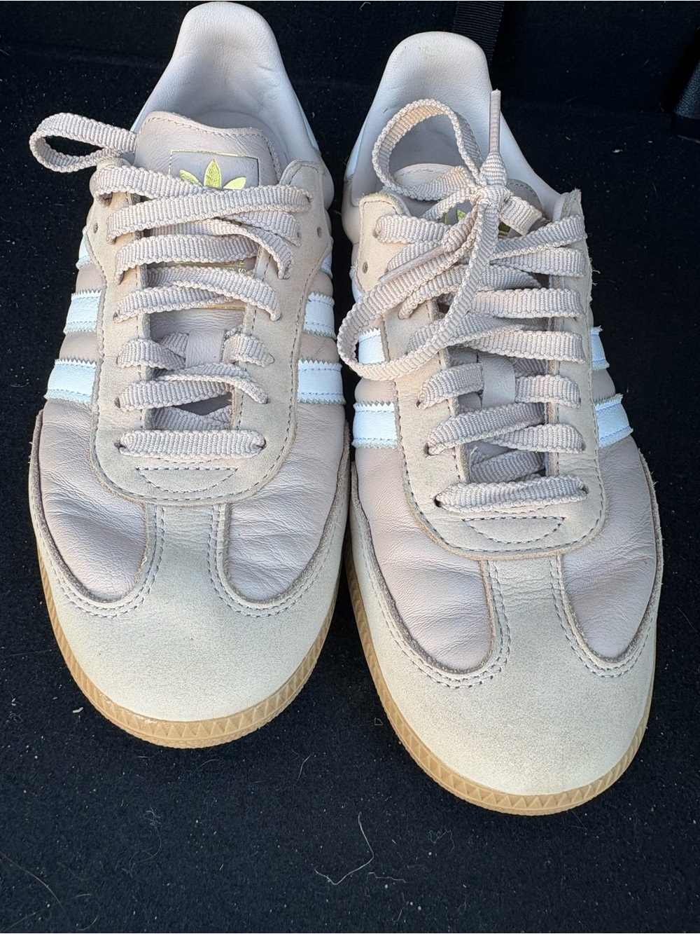 Adidas Women's Pink/Beige Sneakers with White Stripes